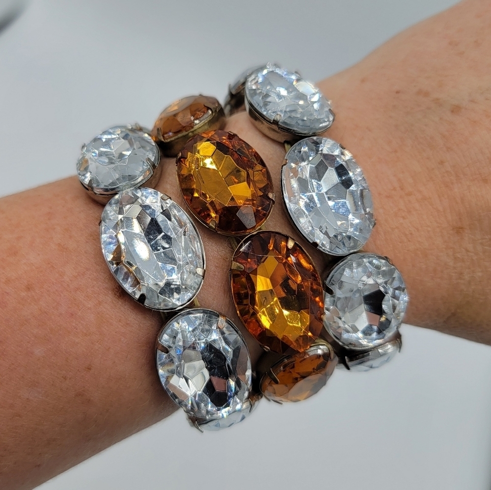 Vintage Crystal Bracelets Chunky Crystals #1934